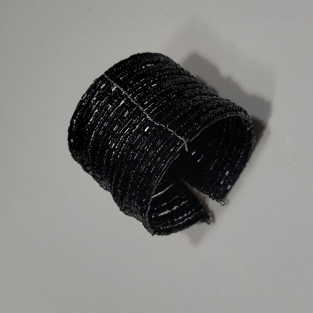 Black Beaded Bangle Bracelet ♥